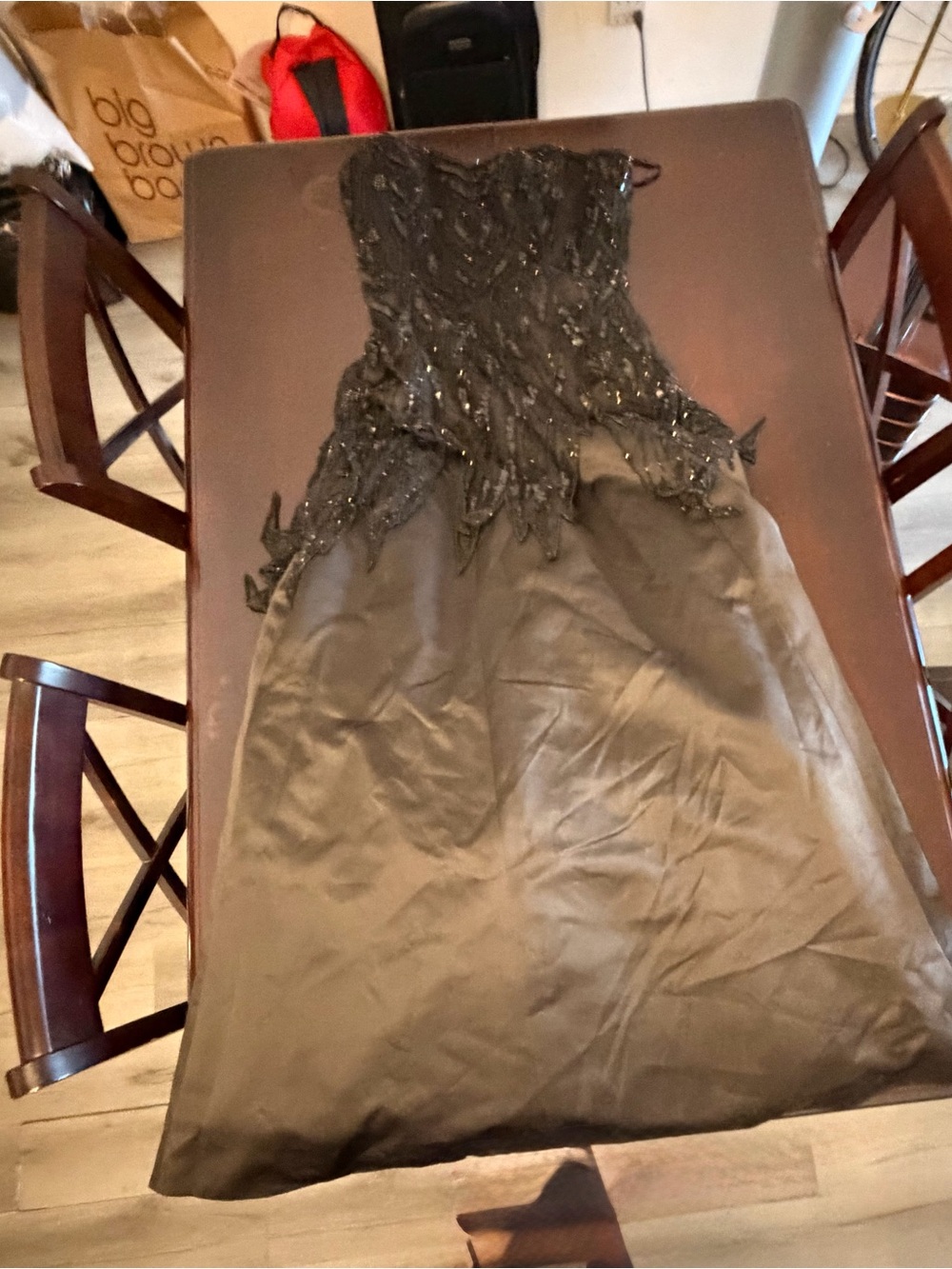 VINTAGE 80s Lillie Rubin Heavily Beaded Strapless Ball Gown